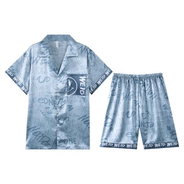 向薇 高级感短袖五分裤夏季睡衣套装 男款