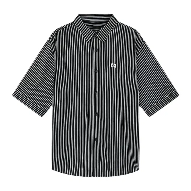 古鲨 潮流条纹百搭五分袖衬衫 男款