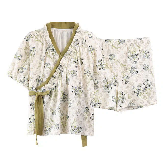顶瓜瓜 带胸垫夏季女时尚透气舒适简约设计柔软面料家居服睡衣套装 女款