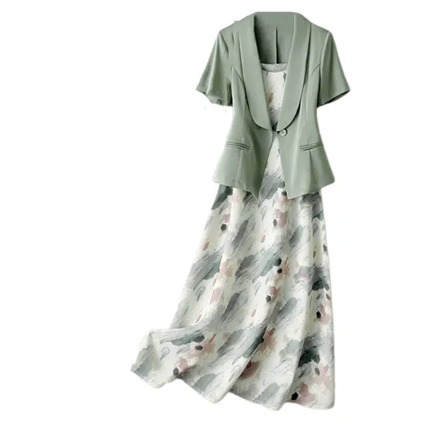 潞优野 潮流设计感吊带裙气质舒适短袖裙装套装 女款