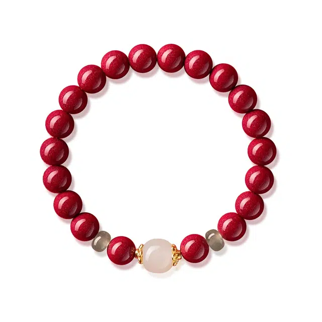 谧月珠宝 万事顺遂吉祥如意诸事顺利平安喜乐新中式国潮精美礼盒小众设计精致百搭轻奢风好运再造辰砂 朱砂 手串 男女同款情侣款