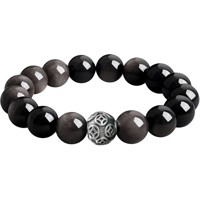 湘喜 转运圆满 招财纳福祥瑞赐福 国潮复古风转运诸事顺利 新中式 黑曜石 手串 男女同款情侣款