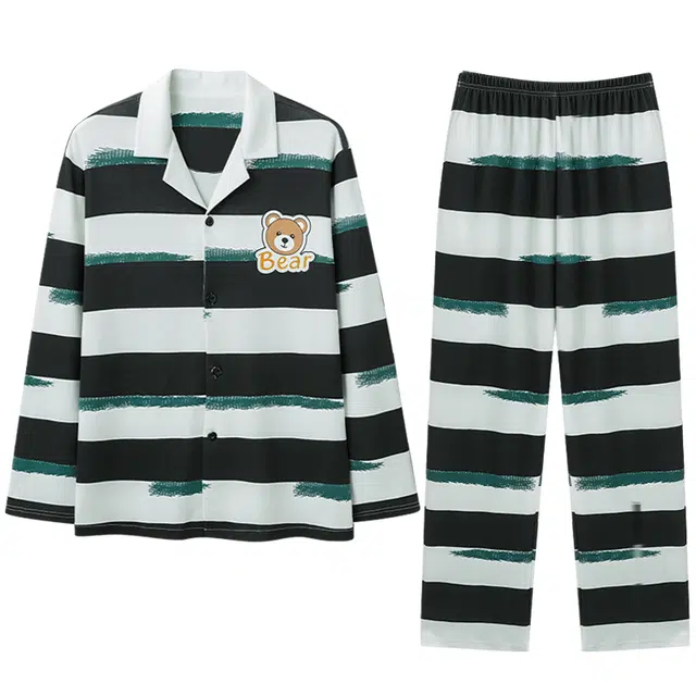 向薇 春秋季纯棉男夏季短袖男士男生卡通家居服睡衣套装 男款