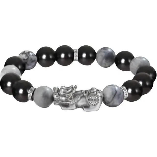 湘喜 新中式貔貅吞金兽招财纳福八方来财国潮大气简约百搭民族风复古转运#好运 黑檀 手串 男款