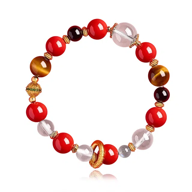 谧月珠宝 新中式国潮高级感小众轻奢百搭 朱砂 玉石手串 男女同款情侣款