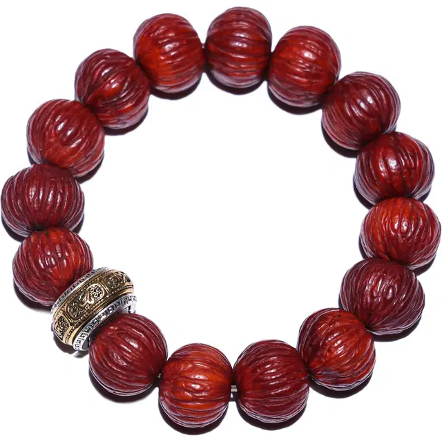 灵晔 新中式国潮机刷包浆精品饱满佛珠手持简约素圈百搭小众招财纳福平安喜乐诸事顺遂手饰 猴头核桃 手串 男女同款情侣款