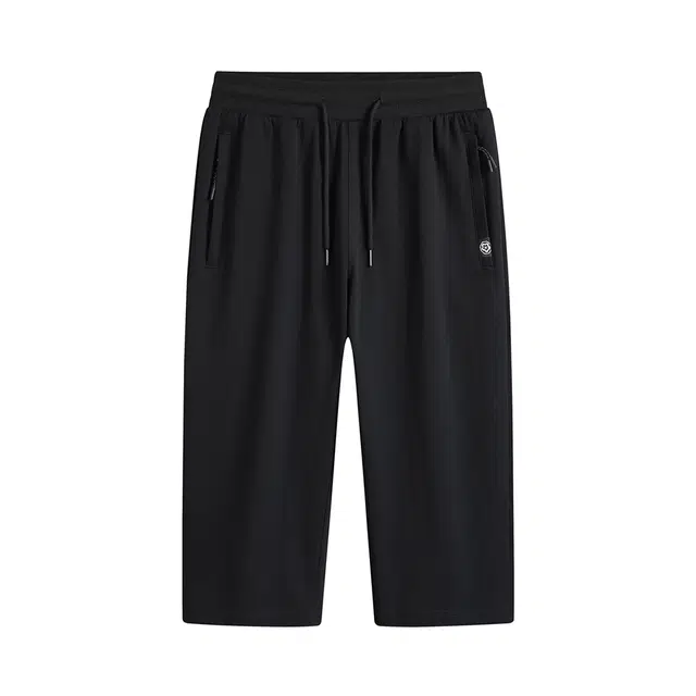 【dme】 纯棉七分裤男士夏季薄款透气运动裤纯色宽松休闲短裤 男款