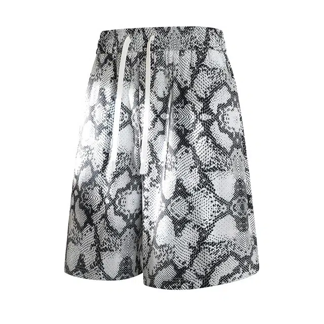 【dme】 美式复古蛇纹印花蓝球裤健身扎染宽松运动裤时尚百搭舒适透气薄款速干五分休闲短裤 男女同款