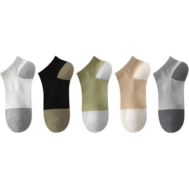 潞优野 短袜子夏季薄款透气网眼吸汗无骨棉袜运动低帮船袜 男款