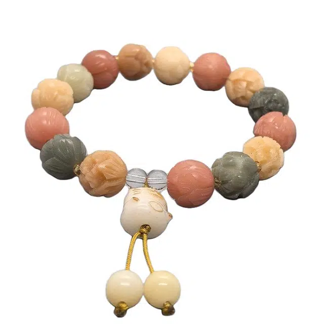 亮尊 有钱花招财猫莲花 新中式国潮步步生莲转运小众多宝文玩 菩提根 手串 女款