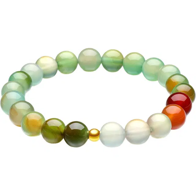 老庙 闪亮彩色圆润饱满串珠手饰轻奢精致简约设计 小清新时尚百搭#好运 玛瑙 手串 女款