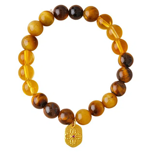 【财源滚滚丨财富满满】 玄唐 方牌花朵虎眼石新中式复古时尚百搭轻奢高级感手饰 礼盒装#好运 黄水晶 手串 男女同款情侣款