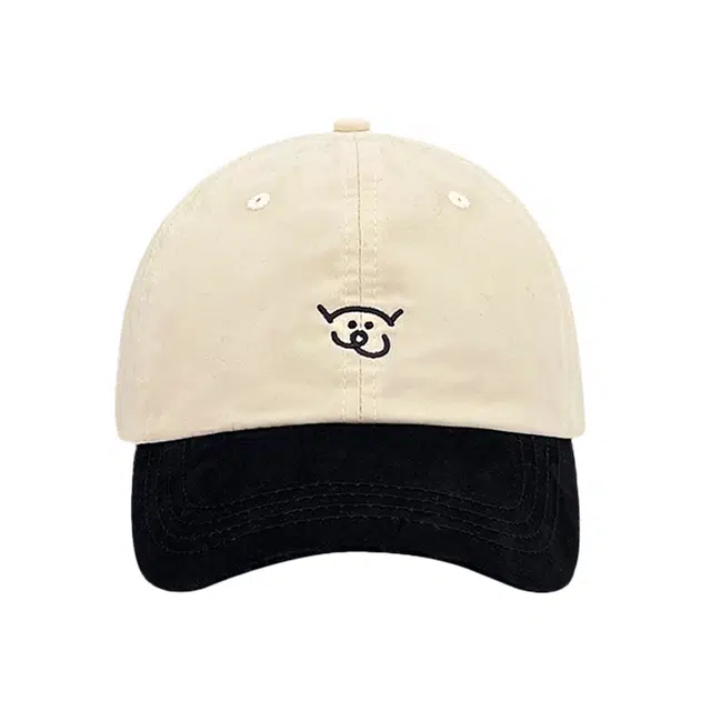 木林森 可爱小猪刺绣拼色软春夏季户外出游防晒遮阳时尚潮流百搭学生防晒遮阳大头围显脸小 棉 鸭舌帽 男女同款情侣款