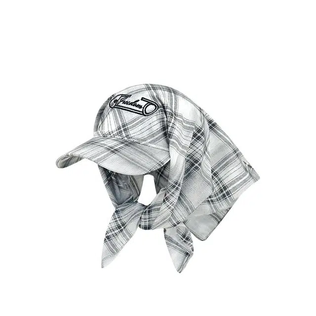 艾佳微 韩系格子头巾帽日常出游时髦街头遮阳 棉 鸭舌帽 男女同款情侣款