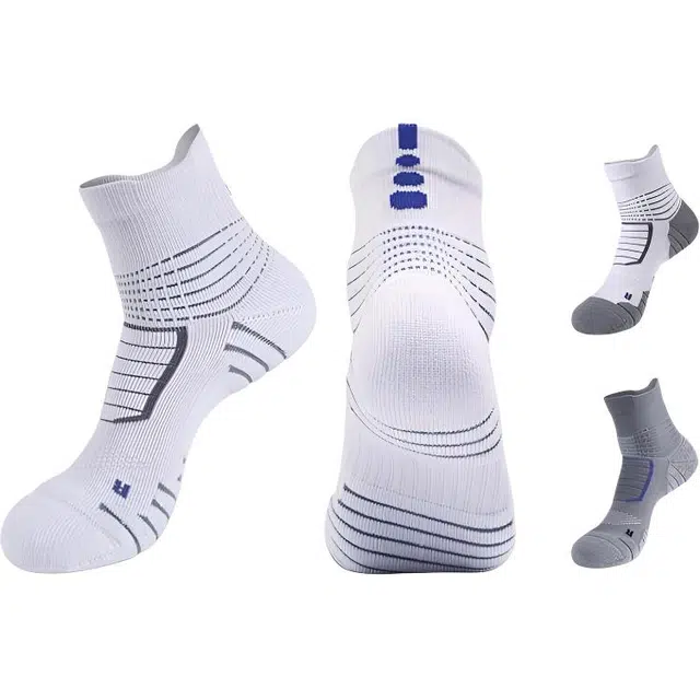 潞优野 中筒袜子专业运动袜纯棉毛巾加厚底跑步篮球袜 男款