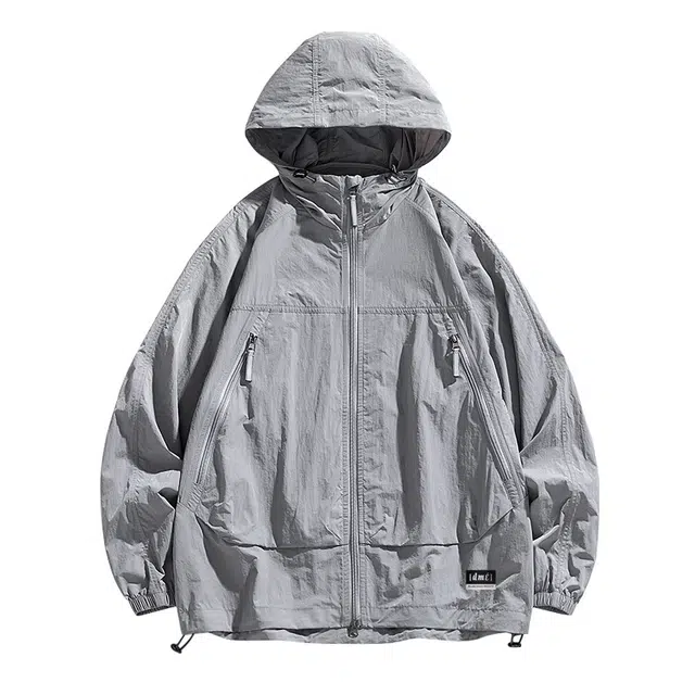 【dme】 美式潮流个性机能风登山跑步健身简约户外纯色凉感连帽轻薄通勤无性别主义外套防晒服 男女同款