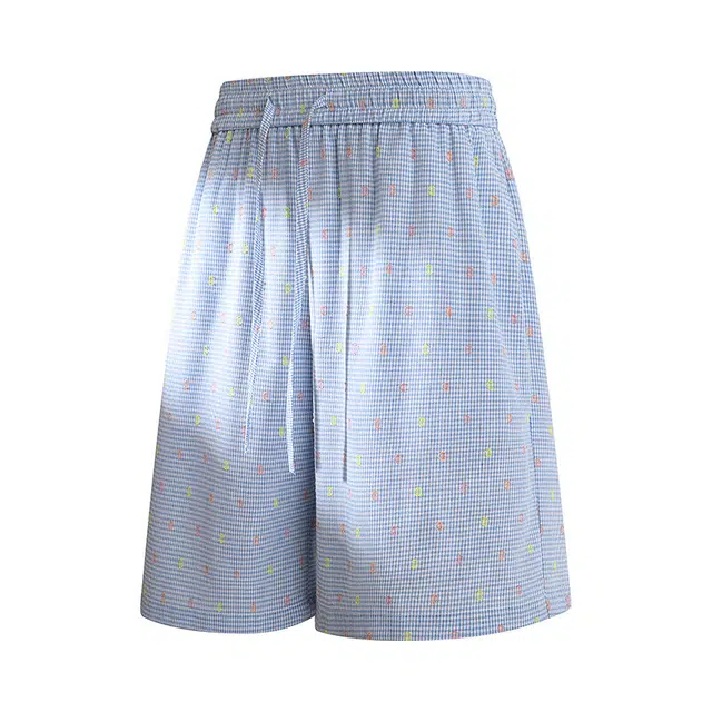 【dme】 夏季多巴胺格纹波点阔腿裤时尚百搭抽绳直筒宽松薄款冰丝速干五分休闲短裤 男女同款