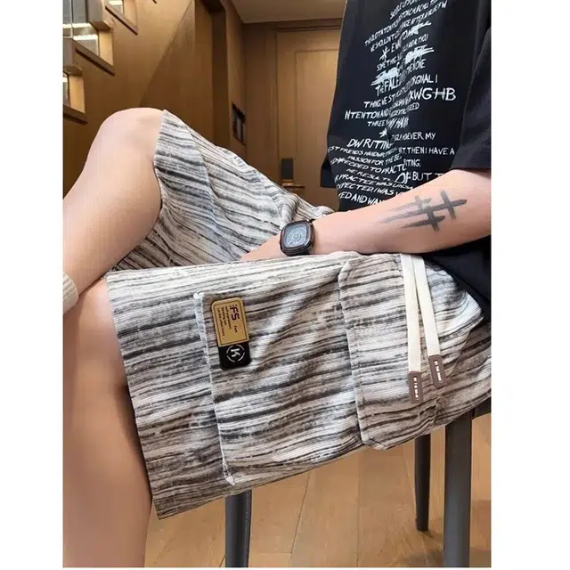 木木兔 男士夏季短裤美式男生潮流百搭裤子冰丝五分裤简约工装休闲裤夏天 男款