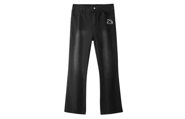 加菲猫家族 经典美式高街复古字母图案印花废土风水洗做旧休闲宽松日常通勤百搭舒适亲肤柔软磨白微喇学生党直筒牛仔裤 男女同款