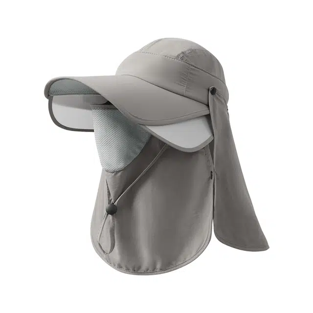 南极人 钓鱼帽子遮阳面罩一体护颈防紫外线渔夫帽大帽檐伸缩多用可拆卸户外骑车遮全脸太阳帽速干透气 轻薄款 防晒帽 男女同款情侣款