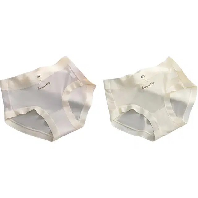 草本初色 夏季薄款无痕纯棉抗菌裆中腰透气居家冰丝凉感三角裤内裤 女款