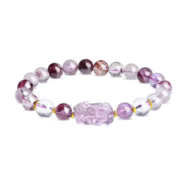 周百福 貔貅 新中式貔貅 国风国潮精致大气轻奢气质高级感设计好运天然 紫水晶 手串 男女同款情侣款