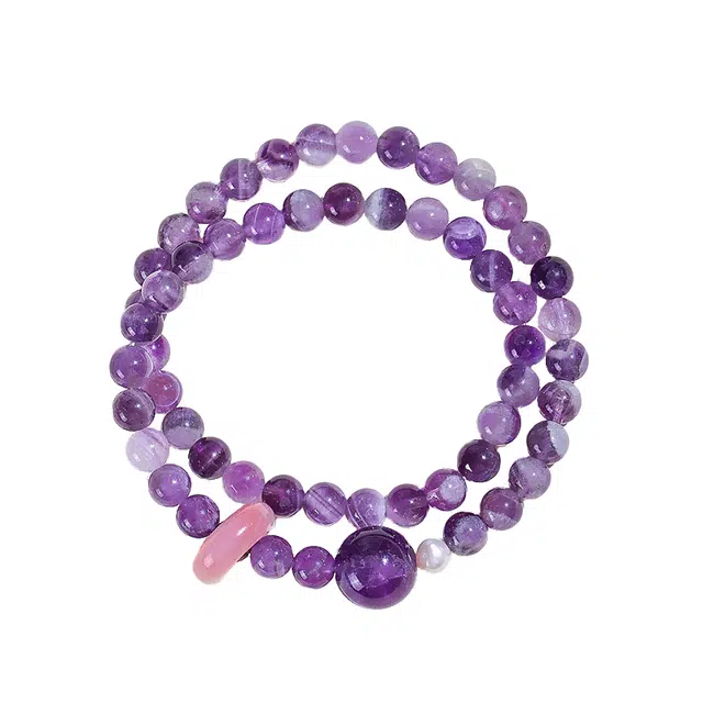 周百福 梦幻紫 梦幻浪漫新中式国风国潮精致大气轻奢气质高级感设计护佑好运天然 紫水晶 手串 男女同款情侣款