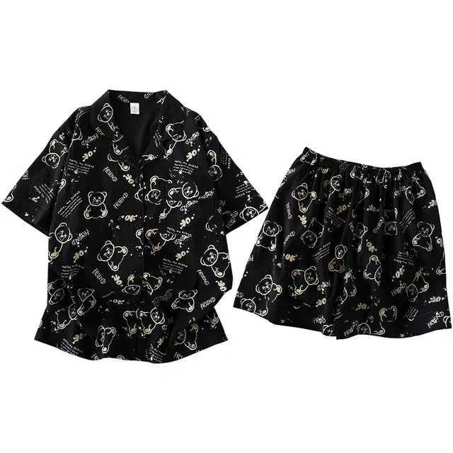 俏韵 翻领夏季天云朵棉可爱甜美短袖短裤薄款家居服可外穿睡衣套装 女款