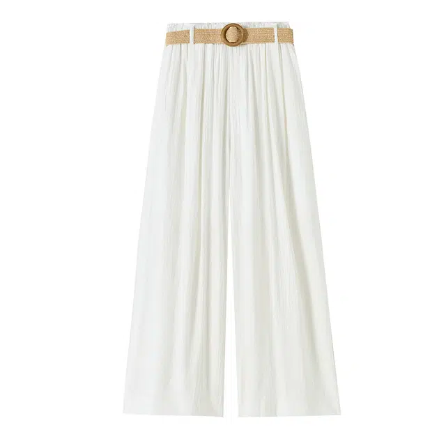 敲模女孩 法式慵懒风高腰冰丝薄款拖地阔腿休闲裤 女款