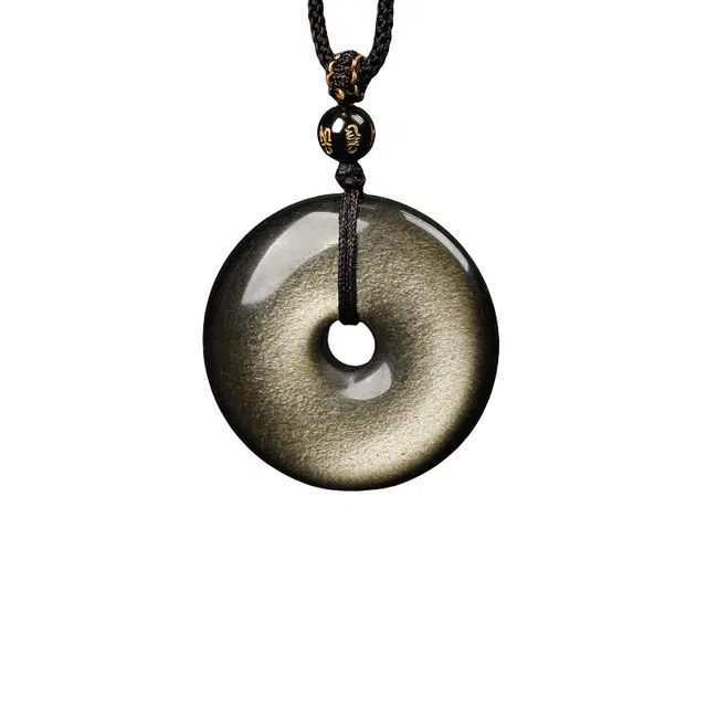 石在行 新中式纳福 复古轻奢小众百搭气质平安扣 精致高级氛围感#好运天然 黑曜石 吊坠 男女同款情侣款