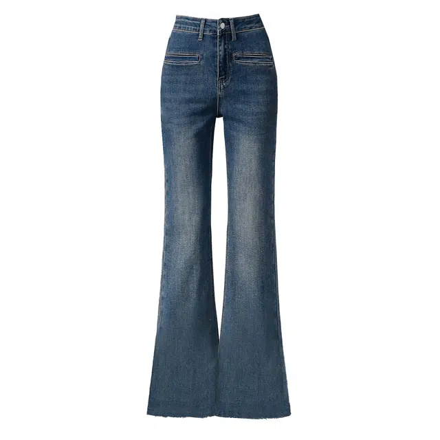 惟熙 高级感微喇高腰弹力修身八分薄款喇叭裤牛仔裤 女款