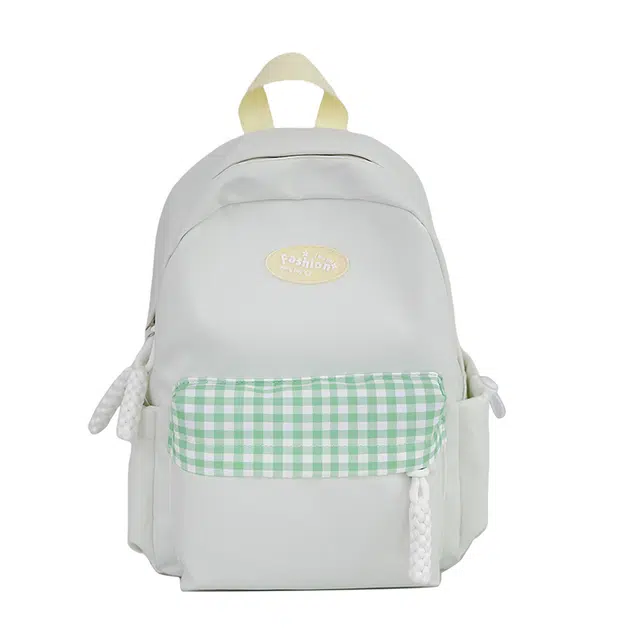 南潇湘 小清新潮版韩版初中生高中生大学生上课百搭 尼龙 双肩包 男女同款情侣款 白色/黄色/黑色/绿色