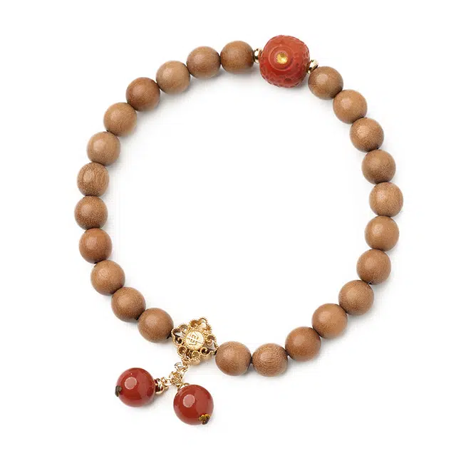 三檀小舍 【鸿运当头】老料檀香国风新中式复古风 本命年转运招财 小众简约高级轻奢饰品配饰礼盒 檀木 手串 女款