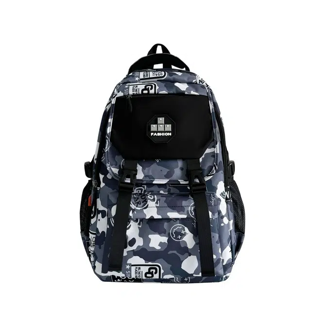 帕克熊 潮酷个性休闲大容量轻便百搭初高中大学生日常上课背包 牛津布 双肩包 男女同款情侣款 多色