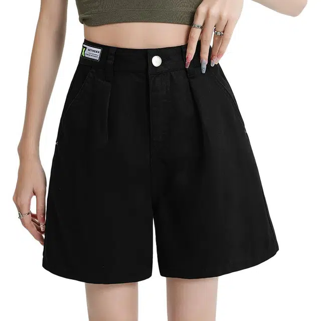 玫丝朵 美式新潮学院风高腰垂感牛仔短裤 女款