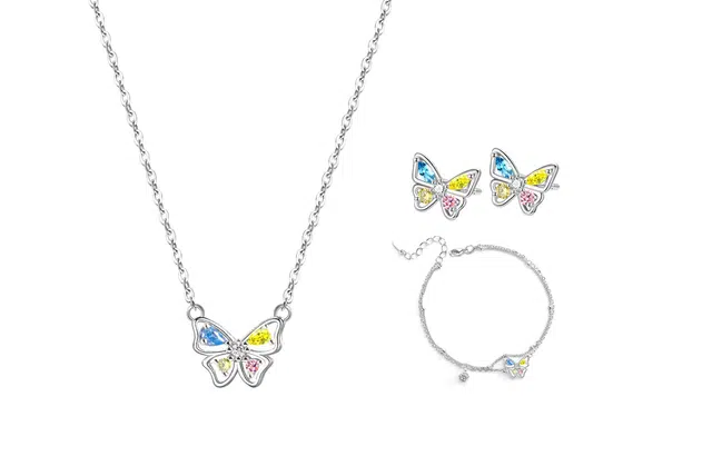 迎百宝 梦幻蝴蝶系列 幻彩多巴胺轻奢高级感精致灵动在逃公主 清冷温柔氛围感套装#好运 合金 耳钉 男女同款情侣款