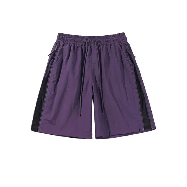 欧路得 侧拉链网眼宽松薄款透气户外登山凉感五分裤休闲短裤 男款