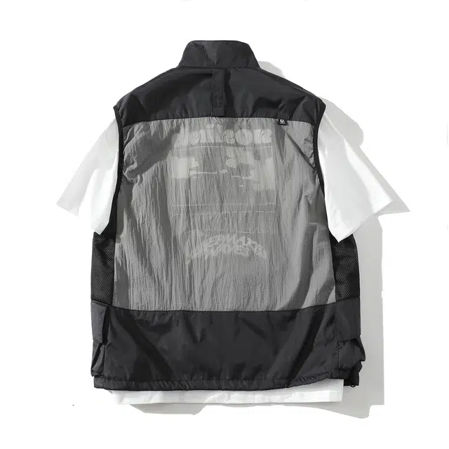 【dme】 美式复古拼接撞色户外立领宽松舒适休闲百搭上衣背心 男女同款