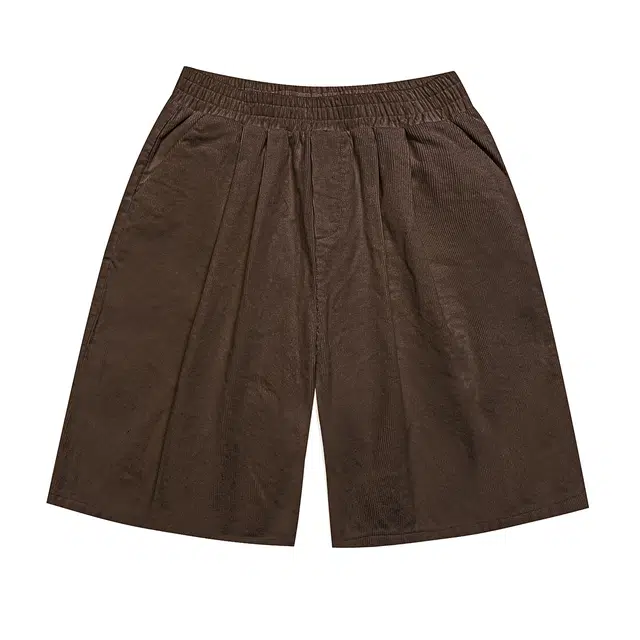 【dme】 日系复古纯色基础款宽松百搭直筒松紧腰阔腿裤休闲短裤 男女同款