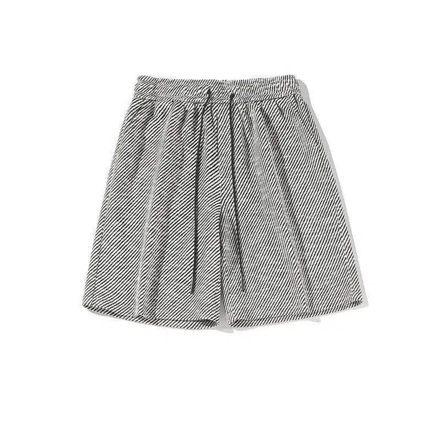 零氏 美式潮流斑马纹条纹百搭时尚舒适透气宽松五分休闲短裤 男女同款