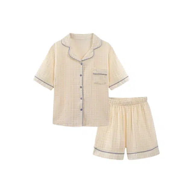 顶瓜瓜 夏季女时尚透气舒适简约纯色家居服睡衣套装 女款