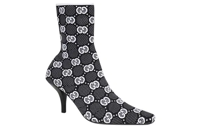 Gucci GG Knit Ankle Boots Black White