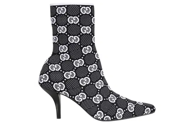 Gucci GG Knit Ankle Boots Black White
