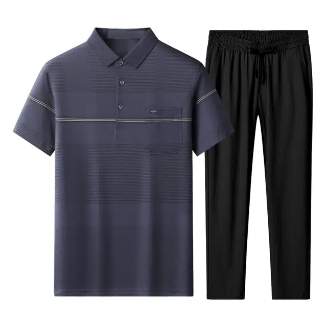 老爷车 爸爸装短袖长裤休闲运动套装 男款