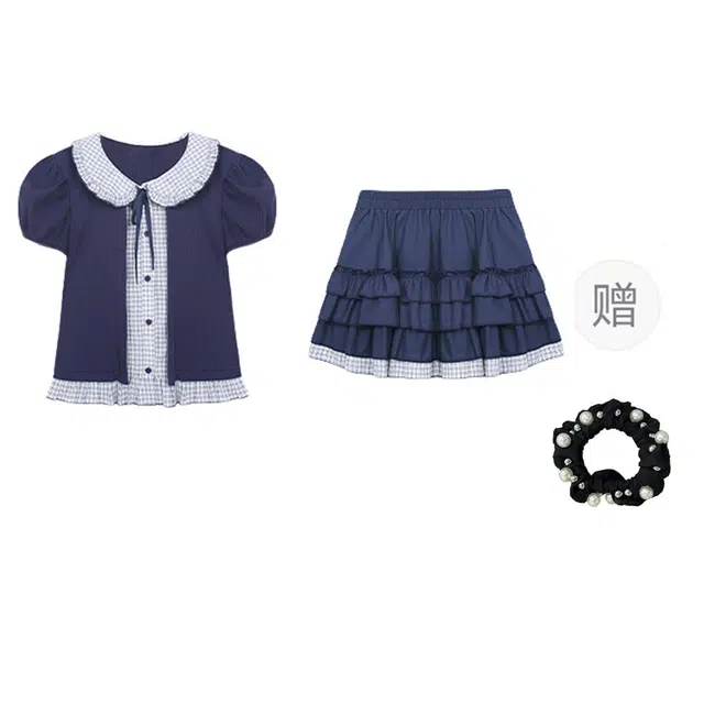 雾闪闪 巨好看气质短袖百搭舒适柔软裙子裙装套装 女款