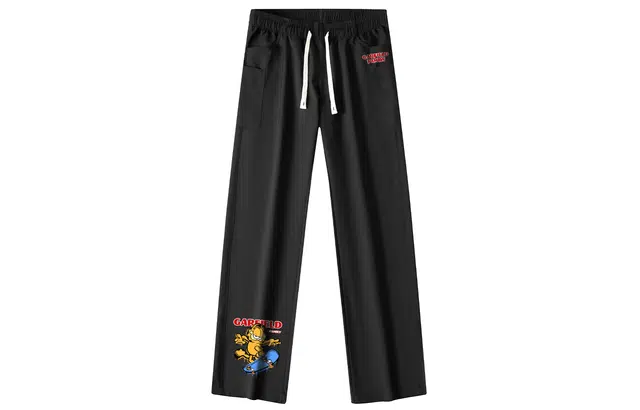 加菲猫家族 复古美式高街字母卡通印花潮流休闲大口袋设计宽松通勤百搭舒适亲肤无性别主义学生党垂感直筒系带工装裤 男女同款