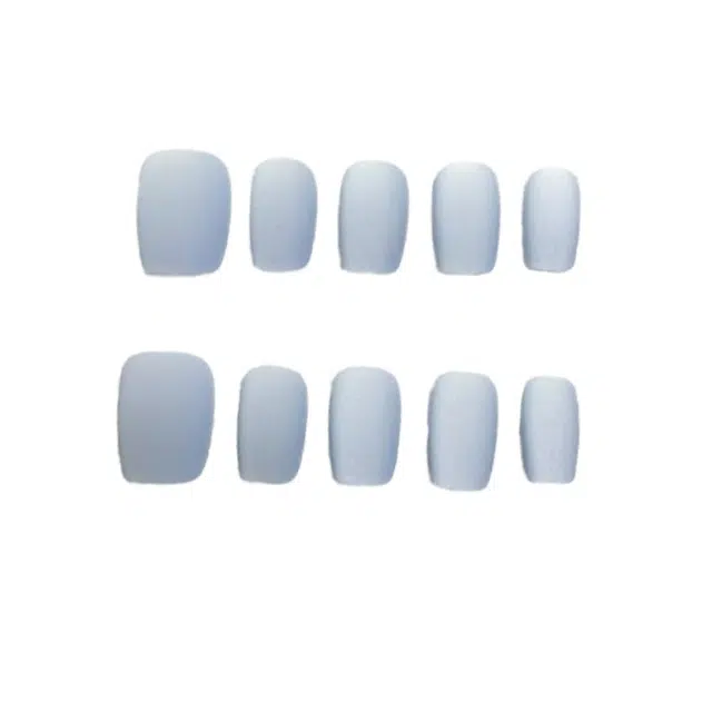 计轩 手指爆款半手工穿戴甲高颜值无痕轻奢  短梯蓝色纯色 磨砂