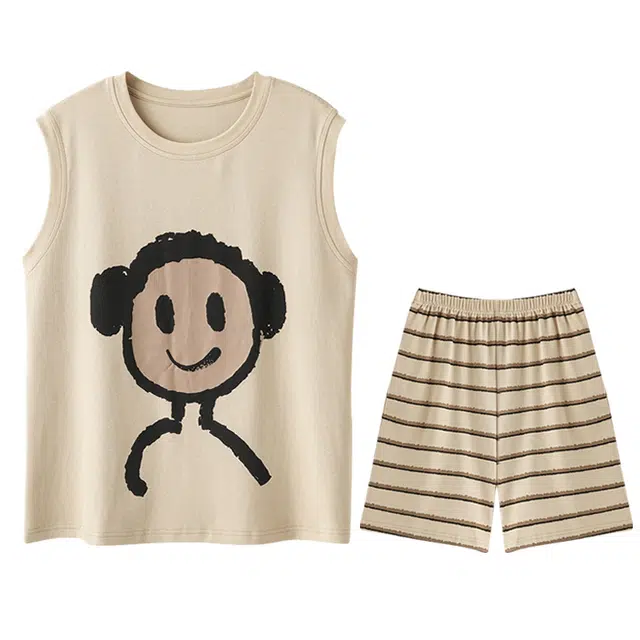 向薇  纯棉女夏季无袖女士女生卡通家居服 睡衣套装 女款