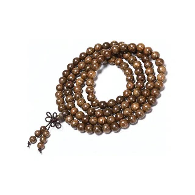 艾卡拉 新中式民族风手持盘玩串珠 文玩佛珠复古多圈叠戴念珠#好运 金丝檀木 手串 男女同款情侣款