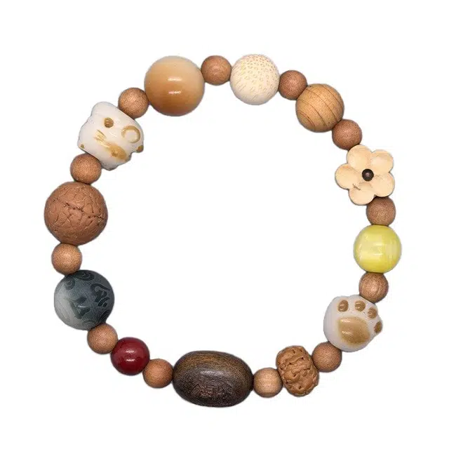 亮尊 新中式国潮可爱风猫爪花朵 菩提根 手串 女款